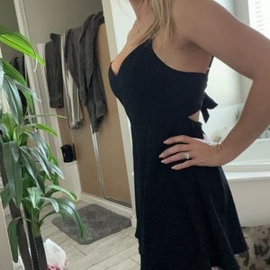 Mini black dress ties in back